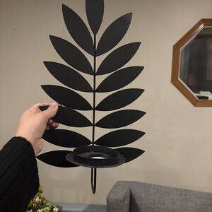 Black Leaf Wall Candle Holder